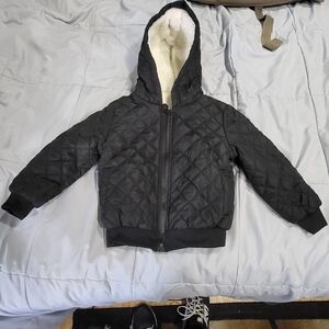 Vangull Kids Boys Teddy Lined Hooded Argyle Quilted Coat